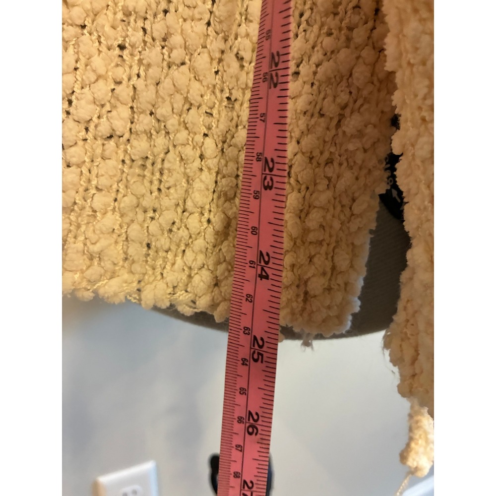 Entro Boho Cream Chunky Popcorn Knit Oversized Sweater Exposed Seams M - Picture 2 of 8